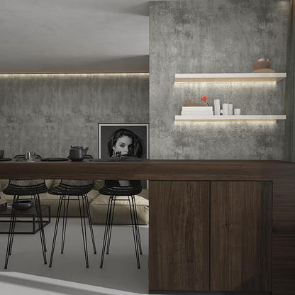 Light Grey Concrete Wallpaper Peel and Stick 24"x591" Thicken Industrial Grey Cement Concrete Contact Paper Matte Removable Self-Adhesive Vinyl Wall Paper Wrap for Countertops Bathroom Bedroom