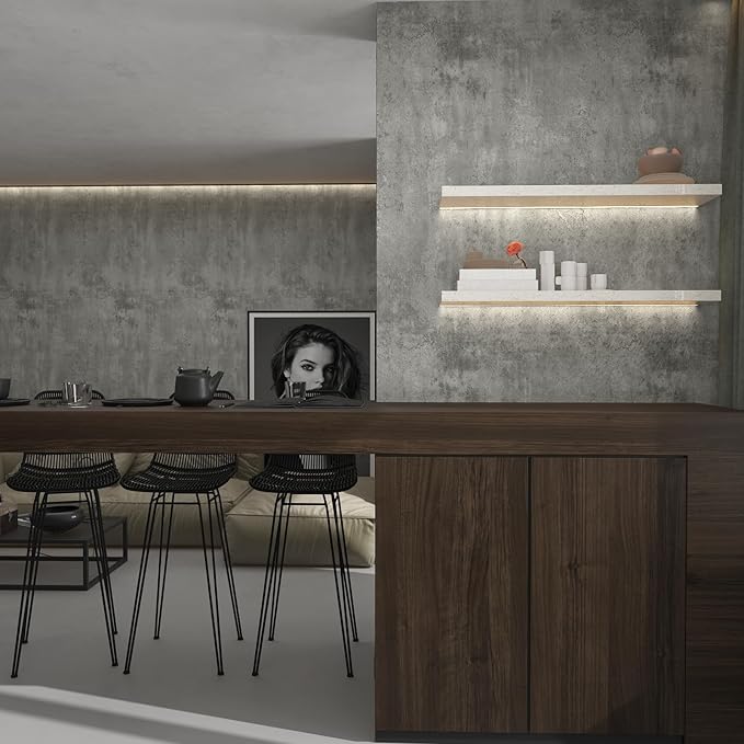 48"x354" Extra Wide Big Roll Light Grey Concrete Wallpaper Peel Stick Thick Grey Concrete Contact Paper Adhesive Removable Waterproof Vinyl Matte Industrial Wall Paper for Gym Bathroom Cafe