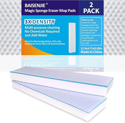 Magic Sponges Eraser Mop Pads,Melamine Sponge Cleaning Pad Mop Refill for Kitchen Bathroom Swimming Pool Boat (12.9x4.72x0.98in)