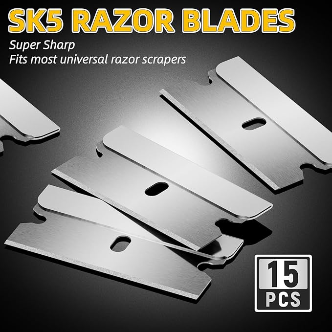 DIYSELF 1 Pack Razor Blade Scraper, Glass Scraper with Extra 15 Blades, Professional Razor Scraper for Glass Stove Top, Window, Cooktop Cleaning, Precision Scraper Tool for Kitchen