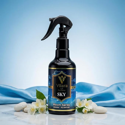 Room Spray Air Freshener –Odor Eliminator Spray for Home, Bathroom & Office – Long Lasting Floral Mist Deodorizer, Non-Toxic Natural Air Spray for Bedding 300ml (3 Sky)
