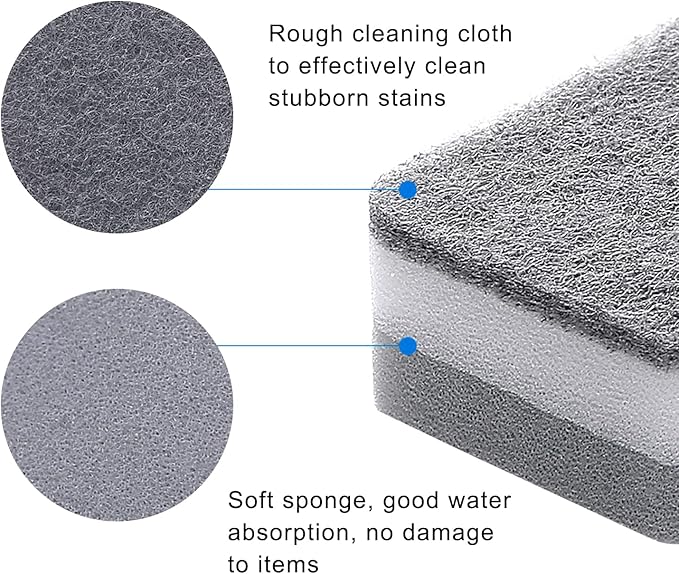 Individually Wrapped Sponges 20 Pack Kitchen Dishwashing Sponge Bulk, Non Scratch Dishes Scouring Pad Dishcloth, Odor-Free Sponge Wipes for Household Cleaning Dishes Travel Apartments - Grey