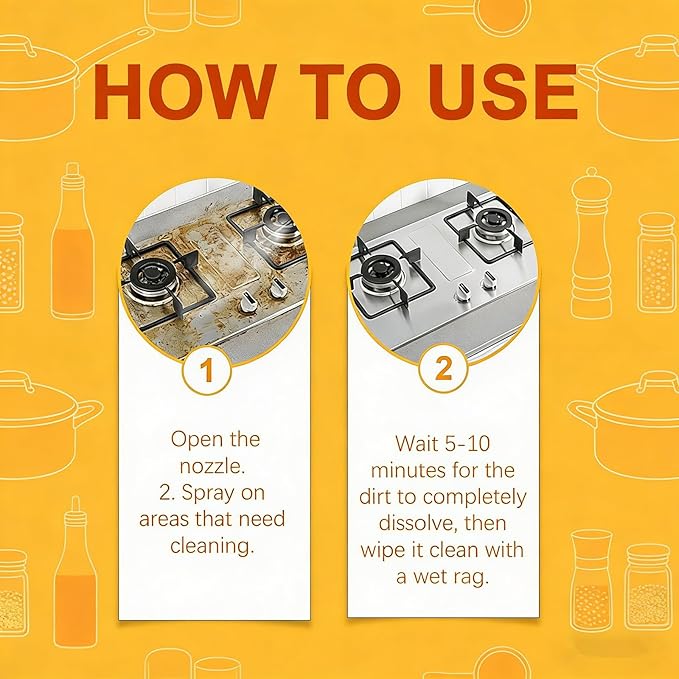 Kitchen Heavy Oil Cleaner Spray, 100ML All Purpose Kitchens Heavy Oil Cleaning Agent, Grease Remover, Heavy Duty Degreaser Clean Spray for Stove,Oven,Ovens and Appliances (2pcs)