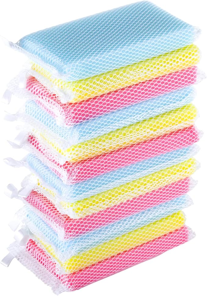 Non-Scratch, Gentle Mesh Dishwashing Sponge, Quick Dry, Odor-Resistant Dish Sponge, Gentle Cleaning for Kitchen, Dishes, Household Cleaning, Stainless Steel & Non-Stick Pans (Pack of 12)