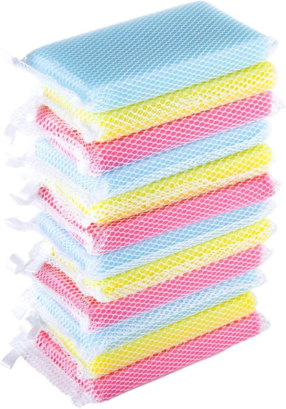 Non-Scratch, Gentle Mesh Dishwashing Sponge, Quick Dry, Odor-Resistant Dish Sponge, Gentle Cleaning for Kitchen, Dishes, Household Cleaning, Stainless Steel & Non-Stick Pans (Pack of 12)