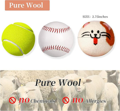 Dryer Balls Laundry Reusable - XL Wool Dryer Balls - Handmade Cute, Extra Large Dryer Balls, Shorten Drying Time, Organic Wool - Dry 1000+ Loads (3 Pack Cat Shape)