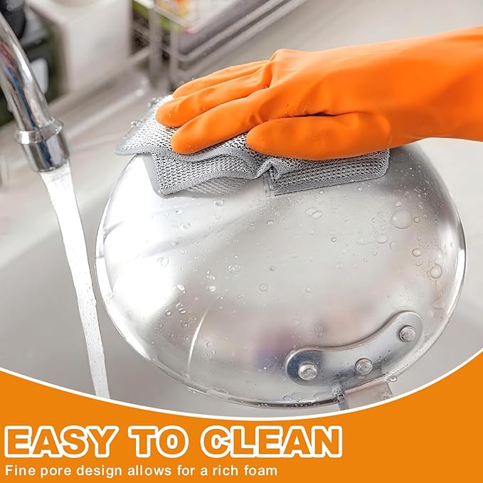 12 Pcs New Upgrade 3-Layer Metal Dish Cloth, No Scratches Wire Cleaning Cloth , Reusable Multipurpose Wire Dishwashing Rag for Kitchen Cleaning Cloths,Sinks,Dishes,Stove Top, Dimensions,7.87” x 7.87”
