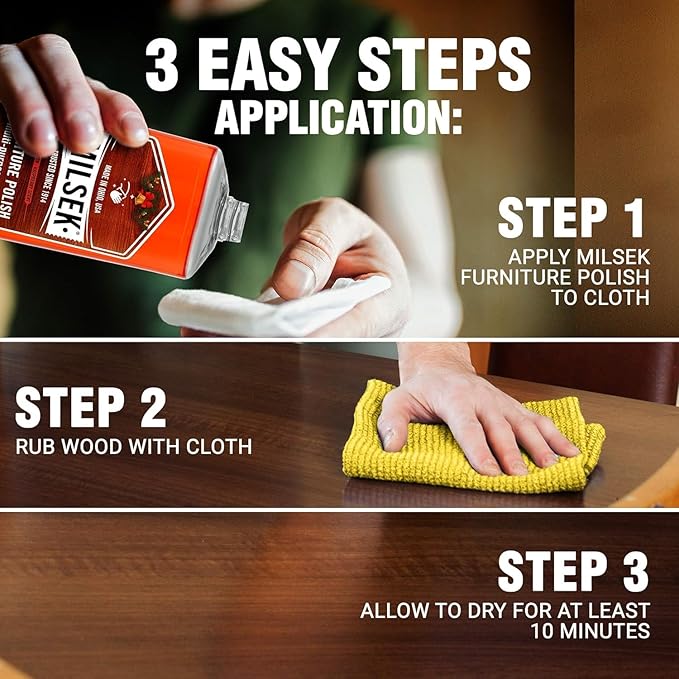 Milsek Furniture Polish and Wood Cleaner with Cinnamon Raspberry Scent - for Home and Household from Hardwood Floors to Kitchen Cabinets - 12 Fl Oz (Pack of 2) with Microfiber Towel