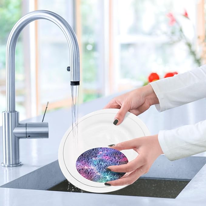 Galaxy Kitchen Scrub Sponges, Pop-up Kitchen Cleaning Sponges Reusable Dish Washing Sponges for Bathroom Household Cleaning 3 Pack - Non Scratch Scrubber