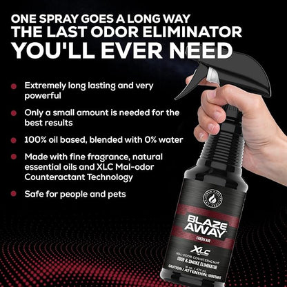 Blaze Away Commercial Air Freshener & Odor Eliminator for Strong Odor - Industrial-Grade Room Spray & Room Deodorizer for Home, Car, Smoke & Pet Odors - Long-Lasting Odor Absorber, Room Fresheners