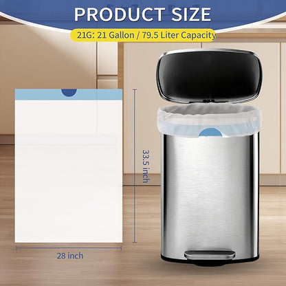21 Gallon Trash Bags Drawstring 120 Count, 1.7 Mil White Garbage Bags Unscented,Easy-Dispense Roll for Kitchen & Household Use, Code G,79.5 L