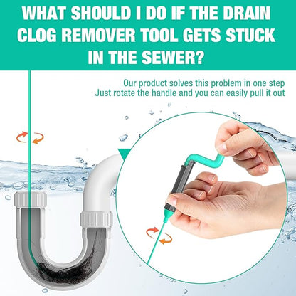 Rotating Handle Drain Snake - 40 Inch Steel Wire Hair Drain Clog Remover, Heavy Duty Flexible Plumbing Snake for Shower, Sink, Toilet, Bathroom & Kitchen Drain Cleaner Tool(6PCS)