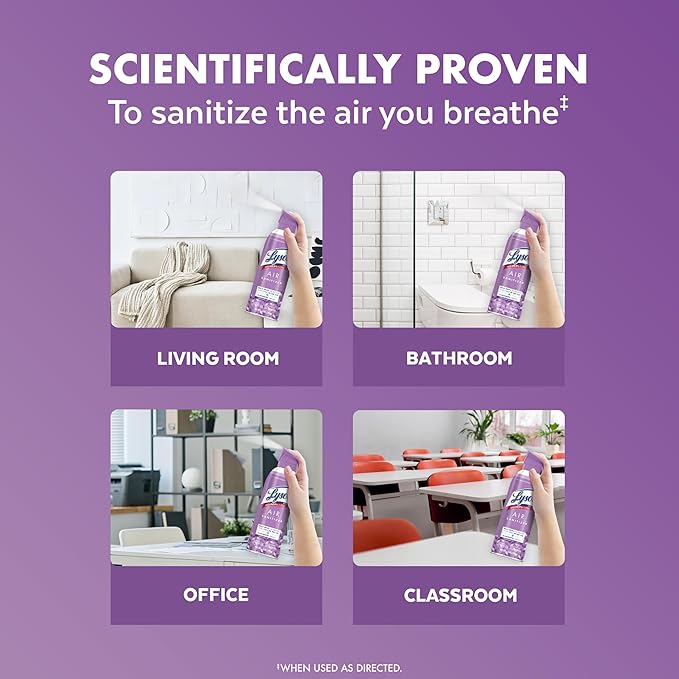 Lysol Air Sanitizer Spray with Bacterial Odor Eliminator for Home & Office, Sanitizing Air Spray, Air Freshener Alternative, Lavender Sky Scent, 10 oz (Pack of 3)