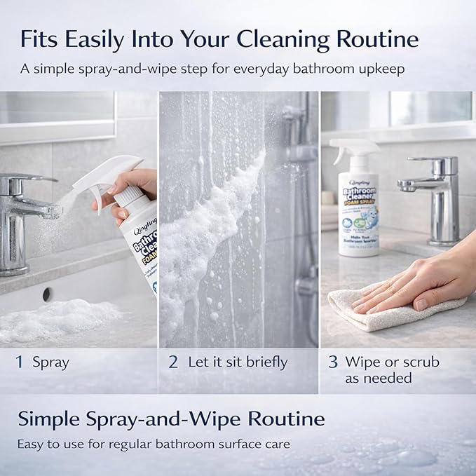 Bathroom Cleaner Foam Spray, Citric Acid Formula for Hard Water Stains & Toilet, Bathroom Surface Cleaner for Tile, Glass & Porcelain, 400 mL / 13.5 Fl Oz (1)