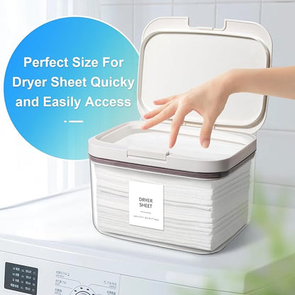Dryer Sheet Holder and Laundry Pods Container, 2 Pack 2.96 qt. / 95 fl oz Powder Dispenser for Room Organization Decor, Plastic Pod Beads Detergent Storage