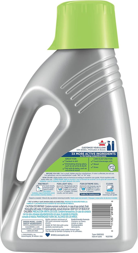 Bissell PET PRO OXY Urine Eliminator with Febreze Carpet Deep Clean Solution, StainProtect Technology, leading upright carpet cleaners, 48oz, Our best formula for pet messes & odors, (Pack of 2)