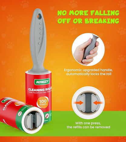 Lint Rollers for Pet Hair Extra Sticky, 500 Sheets Mega Value Set Roller with 2 Upgraded Handles, 5 Portable Lint Roller for Clothes, Furniture, Carpet, Dog & Cat Hair Remover