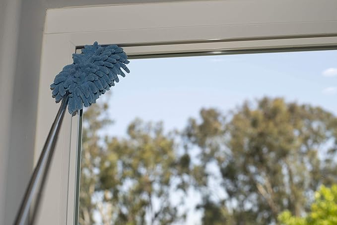 Telescopic Duster, Bendable Microfiber Duster with Extendable Handle, Extend Your Reach up to 6.5', Assorted Colors - Blue/Gray, Pack of 2