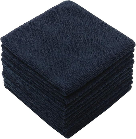 Microfiber Dish Cloths Fast Drying Kitchen Cleaning Cloth Dish Rags Dust Cloths Ultra Absorbent Lint Free Washcloths 12inch x 12inch 10 Pack (Black)