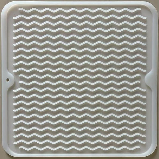 Silicone Dish Drying Mat for Multiple Usage, Easy clean, Eco-friendly, Heat-resistant Dish Drainer Mat for Kitchen Counter,Sink,Refrigerator or Drawer liner (12" x 12", Translucent)