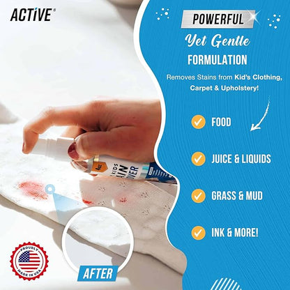 ACTIVE Automatic Toilet Bowl Cleaner Tablets and Messy Kids Stain Remover - Includes 12ct Toilet Cleaning Tablets and 12oz Messy Kids Stain Removal Spray