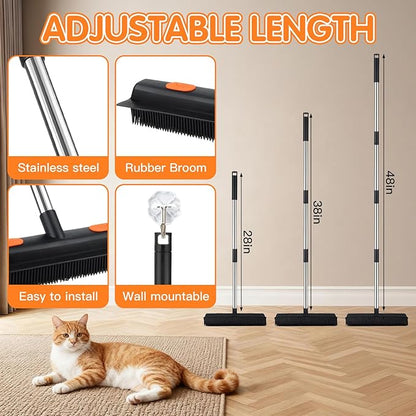 Carpet Rake for Pet Hair Removal, 5 in 1 Reusable Pet Hair Removal Tool Kit, Cat & Dog Hair Carpet Rake, Adjustable Long Handle Pet Hair Removel Tool, Pet Hair Broom for Carpet, Rugs, Mats, Furniture