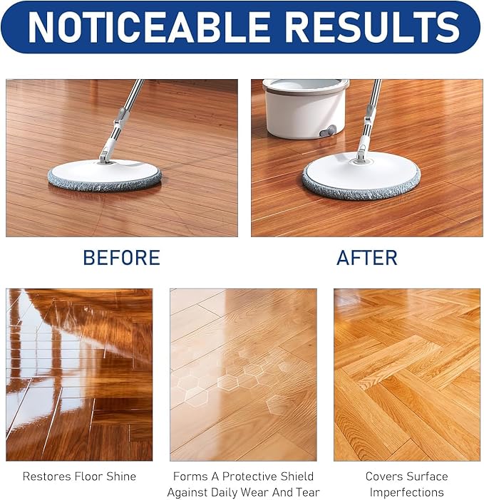 Floor Restore Cleaner, High Solid Content Floor Polish for Shine Renewal & Protective Layer, Helps Conceal Small Scratches, Quick-Drying Protective Finish (2 PACK)