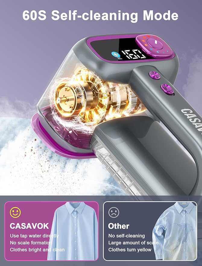 Travel Steamer for Clothes,Handheld Steamer for Clothes,2 in 1 steamer and iron,160ml Large Water Tank Portable Steamer for Clothes,6 Steam Mode&Dual-Layer Heated Steam Plate,120V for Home,Office