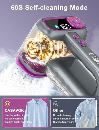 Travel Steamer for Clothes,Handheld Steamer for Clothes,2 in 1 steamer and iron,160ml Large Water Tank Portable Steamer for Clothes,6 Steam Mode&Dual-Layer Heated Steam Plate,120V for Home,Office