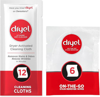 dryel At-Home Dry Cleaner Refill, New and Improved, Gentle Laundry Care for Special Fabrics and Dry-Clean-Only Clothes, 12 Loads with On-the-Go Stain Remover