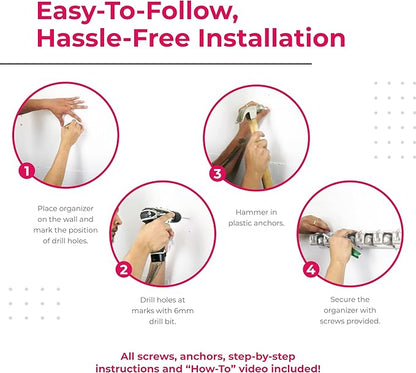 EXTRA GRIP Mop & Broom Holder Wall Mount - Wall Hanging Garden Tool & Utility Closet Organizer, Mop & Broom Hook, Broom Hanger Wall Mount, Mop Broom Organizer, Wall Mounted Broom Rack Storage (2 Pack)