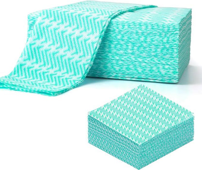Disposable Dish Cloths,Multi use Reusable Cleaning Cloth,Machine Washable J Cloth,Heavy Duty Handy Cleaning Wipes 11.8" X 19.6" (Green 100 Count)