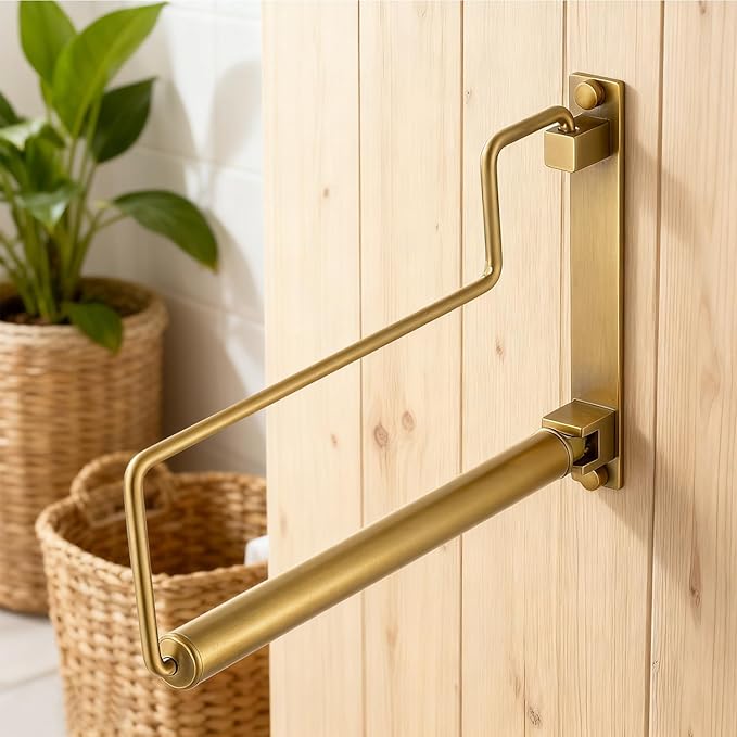 NEWRAIN Clothes Drying Rack, Laundry Racks for Drying Clothes, Wall Mounted Swing Arm Clothes Hanger for Laundry Room, Garage, Indoor & Outdoor Use,Antique Brass