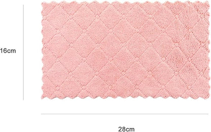 kimteny 12 Pack Kitchen Cloth Dish Towels, Premium Dishcloths, Super Absorbent Coral Velvet Dishtowels, Nonstick Oil Washable Fast Drying (Pink-Grey)