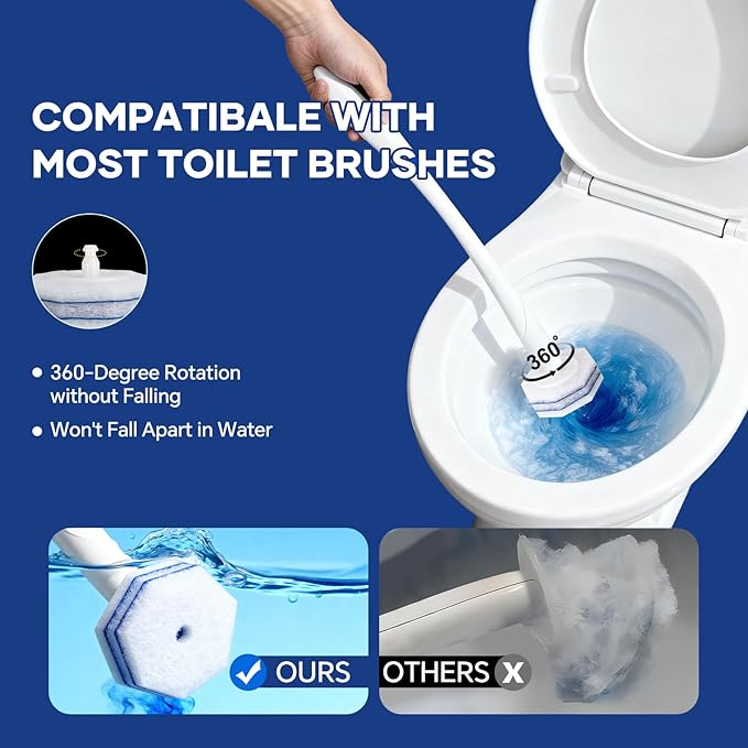 80 Toilet Wand Refills Fits for Clorox Toilet Wand,Upgrade 3-Layer Disposable Bowl Cleaner Refills for Bathroom Cleaning,3X Cleaning Power,No Falling Apart