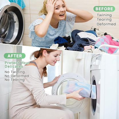 4Pcs Mesh Laundry Bags, Durable Delicate Laundry Bag for College, Dorm, Travel, Family and Apartment Dwellers, (15x20 Inches), White