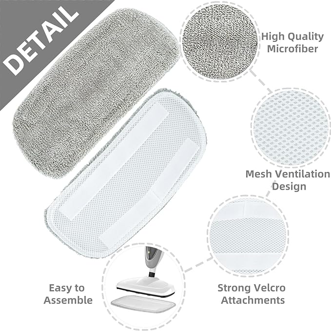 KAiSnova Steam Mop Replacement Pads Compatible with GorFanty GF-6610B/GF-6610, Washable & Reusable Microfiber Mop Cloth Compatible with Neugo NE033 NE033M & Mxnsewr MX-C021 Steam Mop (6 Pack)