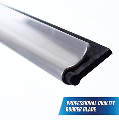 Unger Connect and Clean 16” Performance Window and Glass Cleaning Squeegee with Replacement Rubber, Cleaning Supplies, Heavy Duty Household Cleaner Tools with Streak-Free Results
