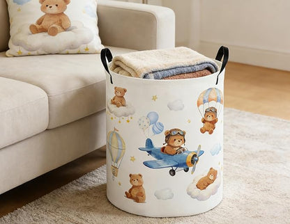 Kids Laundry Basket Bear Hamper for Nursery Animal Hamper Cute Kids Storage Bin Room Decor for Home(Bear)