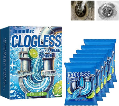 Drain Clog Remover 6 Packs Fast Acting Drain Cleaner Powders for Kitchen Sink Bathroom Shower Bathtub Powerful Pipe Unclogger Clears hair Grease Safe for Pipes