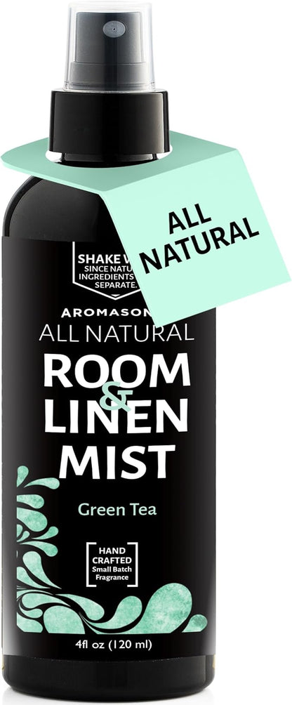 Aromasong All Natural Room & Linen Spray, Green Tea Scent, for Bedding, Sheets, Couches, Pillow, Fabric Freshener Spray for Bed Sheet, Odor Eliminator Air Freshener All Natural Fragrance Oil Spray.