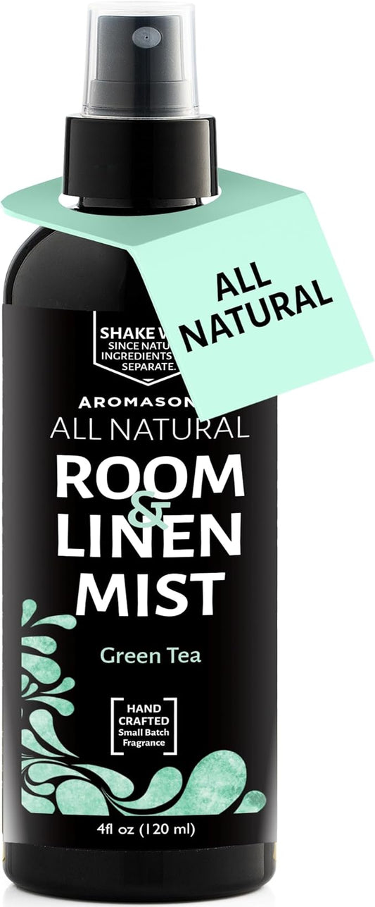 Aromasong All Natural Room & Linen Spray, Green Tea Scent, for Bedding, Sheets, Couches, Pillow, Fabric Freshener Spray for Bed Sheet, Odor Eliminator Air Freshener All Natural Fragrance Oil Spray.
