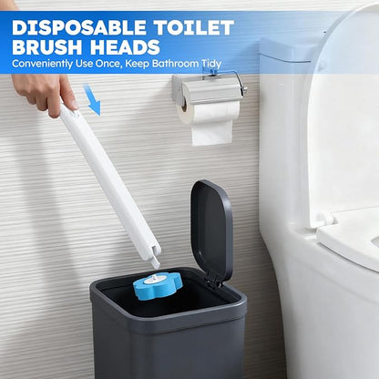 Disposable Toilet Brush 2 Pack- Toilet Bowl Cleaner, Toilet Bowl Brush, Each Toilet Wand with 10PCS Brush Refills for Bathroom Deep Cleaning (2 Pack, White)