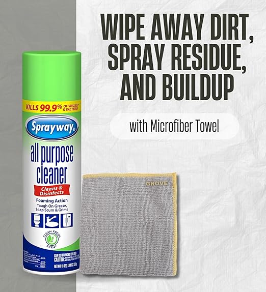 Sprayway Glass Cleaner Spray Bundle with Microfiber Auto Cleaning Cloth – Cleans, Deodorizes, and Freshens Household Surfaces with Ease – Gift Set (2 Items)