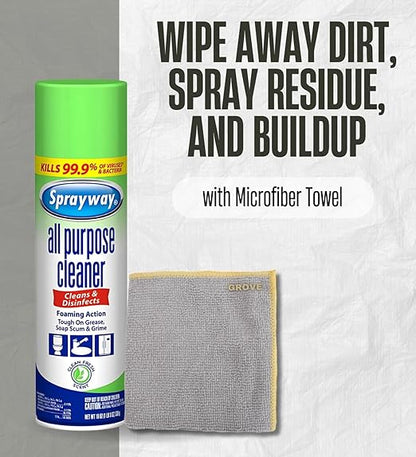 Sprayway Glass Cleaner Spray Bundle with Microfiber Auto Cleaning Cloth – Cleans, Deodorizes, and Freshens Household Surfaces with Ease – Gift Set (2 Items)