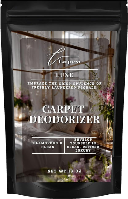 Lapew Luxe Carpet Deodorizer Powder - Pet Safe Freshener for Vacuuming | Scented Odor Eliminator for Home | 16 oz
