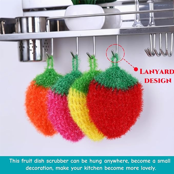 16 Pieces Fruit Dish Scrubber, Non Scratch Dish Washing Sponge, Double Layer Reusable Kitchen Scrubber Cleaning Sponge for Dishwashing, Cleaning Dishes, Cookware Tubs Sinks