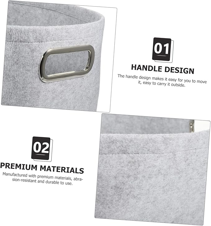 Felt Storage Basket Laundry Hamper with Handles Multifunctional Home Organizer for Clothes Books Cosmetics Lightweight Container for Bedroom and Closet Light Gray