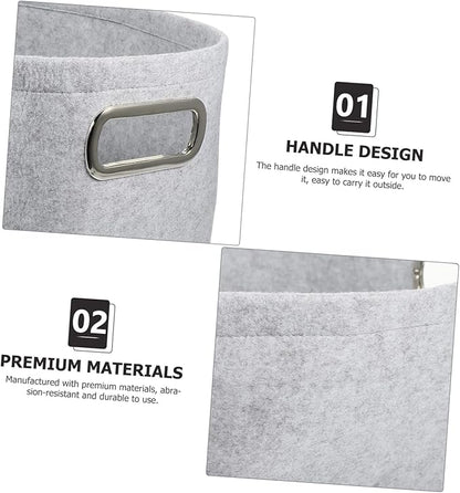 Felt Storage Basket Laundry Hamper with Handles Multifunctional Home Organizer for Clothes Books Cosmetics Lightweight Container for Bedroom and Closet Light Gray