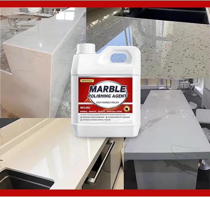 Professional Marble Polish, Polishing Kit, Marble & Granite Polishing Liquid – Restores Shine, Safe for Quartz, Travertine, Tile – High-Gloss Finish, Long-Lasting Protection (2.2LB)